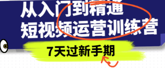 从入门到精通短视频运营训练营，理论、实战、创新，7天过新手期