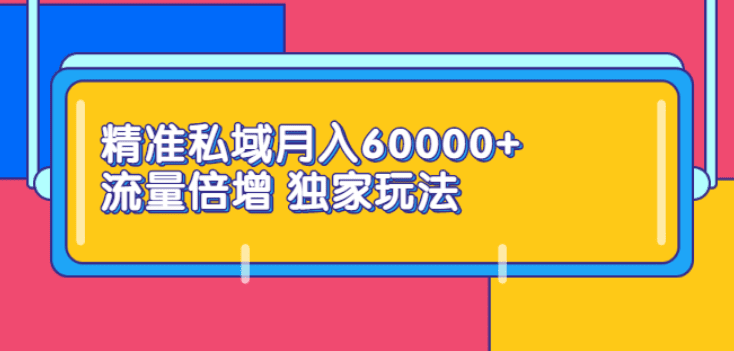 精准私域月入60000+ 流量倍增 独家玩法