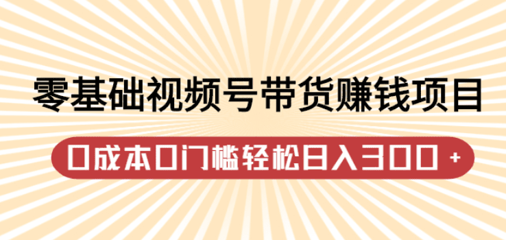 零基础视频号带货赚钱项目，0成本0门槛轻松日入300+