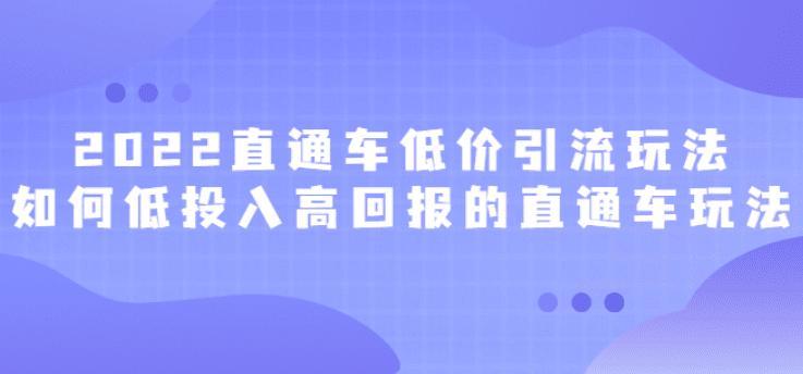 2022直通车低价引流玩法，教大家如何低投入高回报的直通车玩法