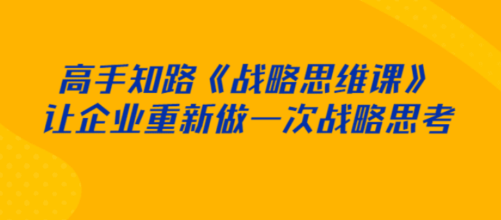 高手知路《战略思维课》让企业重新做一次战略思考