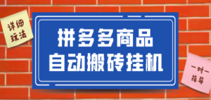 拼多多商品自动搬砖挂机项目，稳定月入5000+【自动脚本+视频教程】