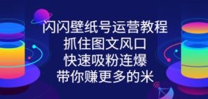 闪闪壁纸号运营教程，抓住图文风口，快速吸粉连爆，带你赚更多的米