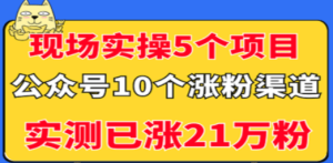 现场实操5个公众号项目，10个涨粉渠道，实测已涨21万粉