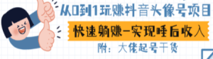 从0到1玩赚抖音头像号：快速躺赚-实现睡后收！附：大佬起号干货