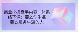 商业IP操盘手内容一体系线下课：要么你牛逼，要么服务牛逼的人