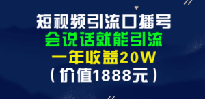 短视频引流口播号，会说话就能引流，一年收益20W