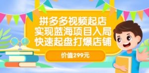 拼多多视频起店，实现蓝海项目入局，快速起盘打爆店铺