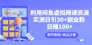 利用闲鱼卖虚拟网课资源：实测日引30+副业粉 日赚100+（细节教程+商品文案)