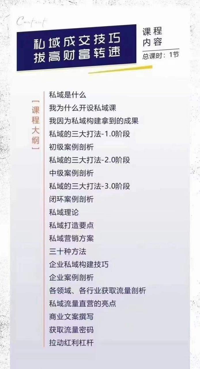 从0到无上限收益的《私域流量运营商业课》私域成交技巧，拔高财富转速