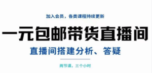 一元包邮带货直播间搭建，两节课三小时，搭建、分析、答疑