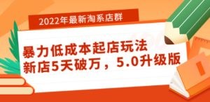 2022年最新淘系店群暴力低成本起店玩法：新店5天破万，5.0升级版