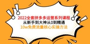 2022全套拼多多运营课程，从新手到大神从0到精通，10w免费流量核心实操方法 ...