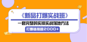 《新品打爆实战班》一套完整的实操实战落地方法，打爆链接超2000+