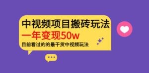 中视频项目搬砖玩法，一年变现50w 目前看过的的最干货中视频玩法