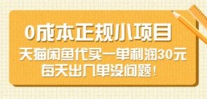 0成本正规小项目：天猫闲鱼代买一单利润30元，每天出几单没问题