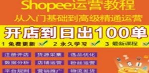 shopee运营教程：从入门基础到高级精通，开店到日出100单（全套课程）