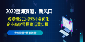 2022蓝海赛道，新风口：短视频SEO搜索排名优化+企业商家号搭建运营实操