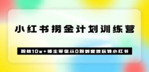 《小红书捞金计划训练营》粉丝10w+博主带你从0粉到变现玩转小红书