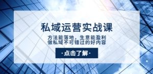 私域运营实战课：方法能落地，生意能盈利，做私域不可错过的好内容