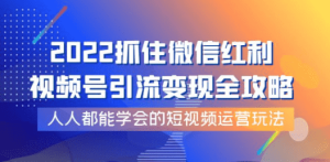 2022抓住微信红利，视频号引流变现全攻略，人人都能学会的短视频运营玩法