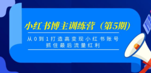 小红书博主训练营（第5期)，从0到1打造高变现小红书账号，抓住最后流量红利 ...