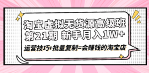 淘宝虚拟无货源高级班【第21期】月入1W+运营技巧+批量复制=会赚钱的淘宝店