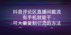 抖音评论区直播间截流，有手机就能干，可大量复制引流的方法