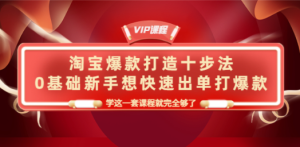 淘宝爆款打造十步法，0基础新手想快速出单打爆款，学这一套课程就完全够了 ...