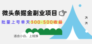 微头条掘金副业项目第4期：批量上号单天300-500收益，适合小白、上班族