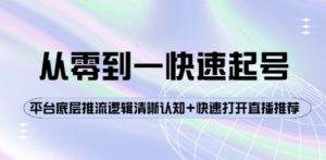 从零到一快速起号：平台底层推流逻辑清晰认知+快速打开直播推荐