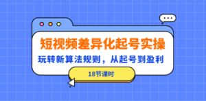 短视频差异化起号实操，玩转新算法规则，从起号到盈利