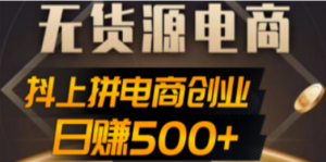 抖上拼无货源电商创业项目、外面收费12800，日赚500+的案例解析参考