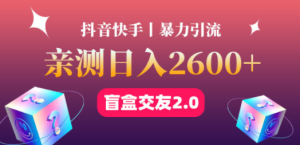 最高日收益2600+丨盲盒交友蓝海引流项目2.0，可多账号批量操作