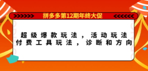 拼多多第12期年终大促：超级爆款玩法，活动玩法，付费工具玩法，诊断和方向 ...