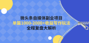 微头条自媒体副业项目，单篇1000-2000+收益写作玩法，全程复盘大解析