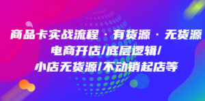 商品卡实战流程·有货源无货源 电商开店/底层逻辑/小店无货源/不动销起店