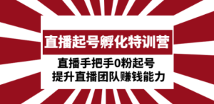 直播起号孵化特训营：直播手把手0粉起号 提升直播团队赚钱能力