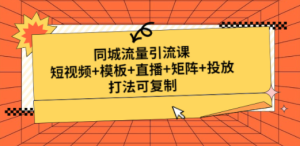 同城流量引流课：短视频+模板+直播+矩阵+投放，打法可复制