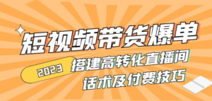 2023短视频带货爆单 搭建高转化直播间 话术及付费技巧