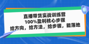 直播带货实战训练营：100%盈利核心步骤，给方向，给方法，给步骤，能落地