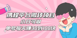 2023携程平台搬砖项目，小白可做，单号每天赚30到100块钱还是很容易的