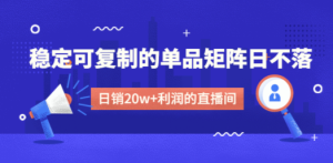 某电商线下课程，稳定可复制的单品矩阵日不落，做一个日销20w+利润的直播间 ...