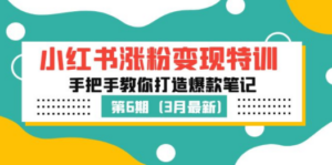 小红书涨粉变现特训·第6期，手把手教你打造爆款笔记（3月新课）