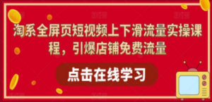 淘系-全屏页短视频上下滑流量实操课程，引爆店铺免费流量（87节视频课）