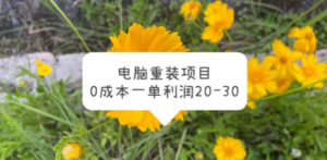 电脑系统重装项目，0成本一单利润20-30