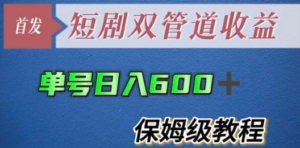 单号日入600+最新短剧双管道收益【详细教程】