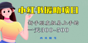 一天300-500！新手朋友极易上手的《小红书援助项目》，绝对值得大家一试