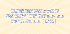 百度挂机新号破5w金币，单窗口依然可以做到30-50外面收费980【拆解】