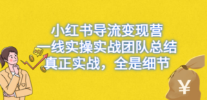 小红书导流变现营，一线实战团队总结，真正实战，全是细节，全平台适用